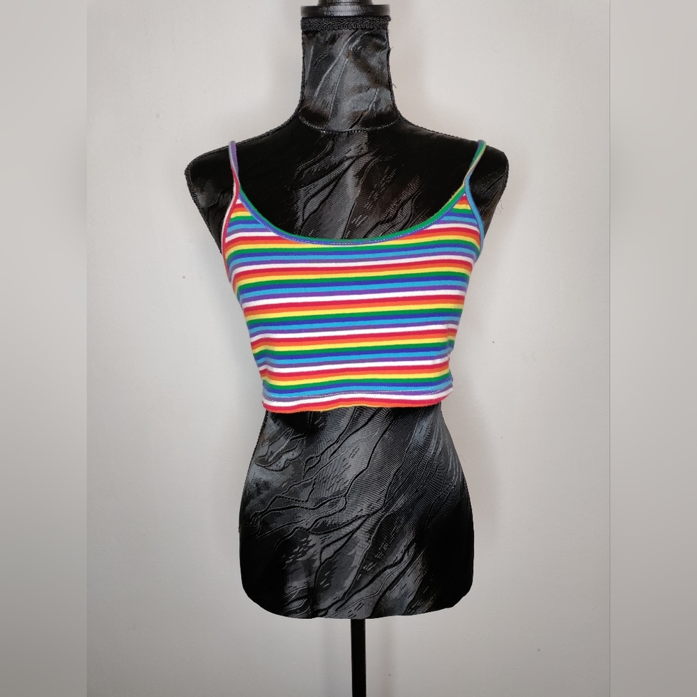 SHEIN Red and Yellow Fitted Camisole Crop Top